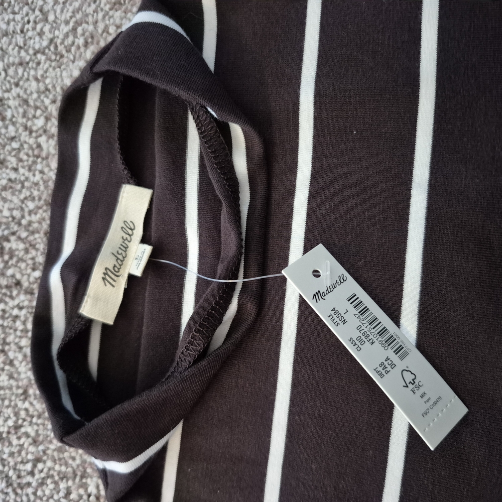 Striped Brown Turtleneck Top - Picture 3 of 7